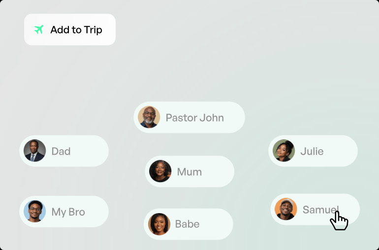 Adding trusted contacts to a trip in the iAurora app
